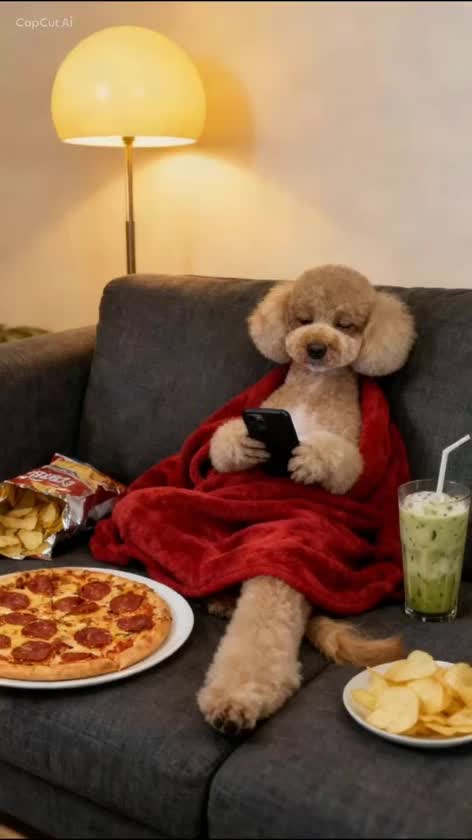 愛犬のAI🐶

ピザとポテチに抹茶オレ？🍵

好きなものたらふく食べれて幸せだね😆笑笑