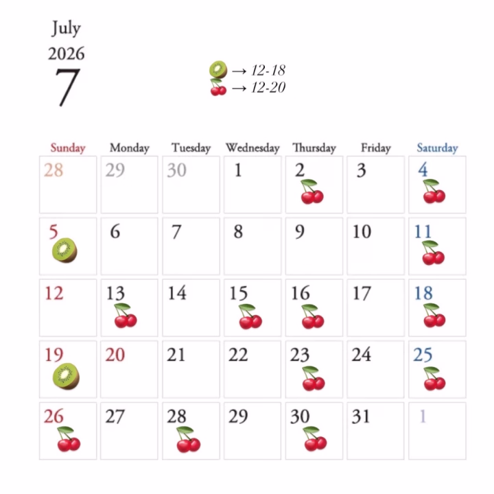 7月の出勤予定カレンダー🎋
 
 予定に変更でた際はご了承ください🥺💦
 
 2週間前よりヒメ予約も受け付けてます💌
 (お名前/コース/時間)をご連絡くださいっ