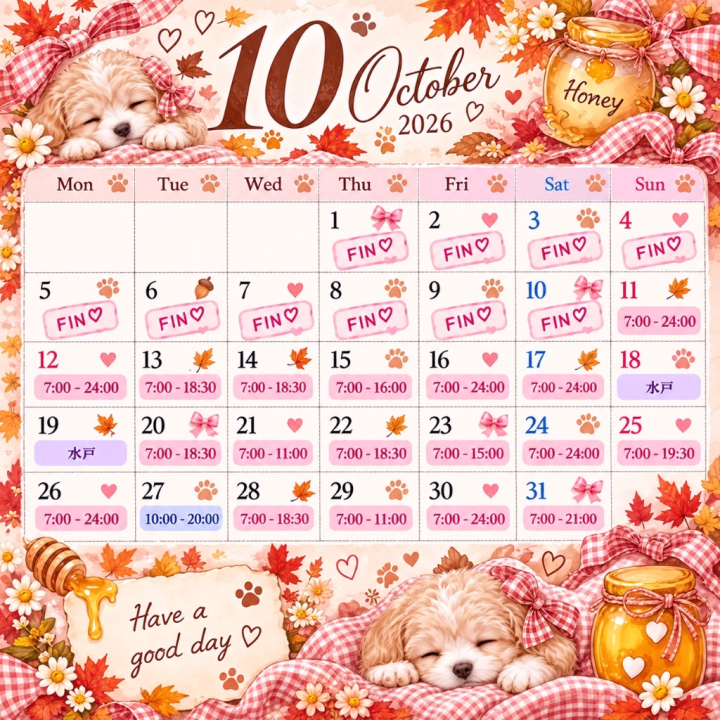 おはようございまし！
かのこです(๑•̀ㅁ•́ฅ✨

昨日来てくれたお兄様！
ありがとうございました🥰
仲良しさまもたくさんきてくれて
とーっても嬉しい1日でした😭
差し入れもありがとう！！！！

遅くなりました🙇‍♀️
10月後半シフトです🙇‍♀️
引き続きたくさん出勤よていなので
一緒にたくさん楽しもうね！！
ハロウィンコスプレもお楽しみに🎃