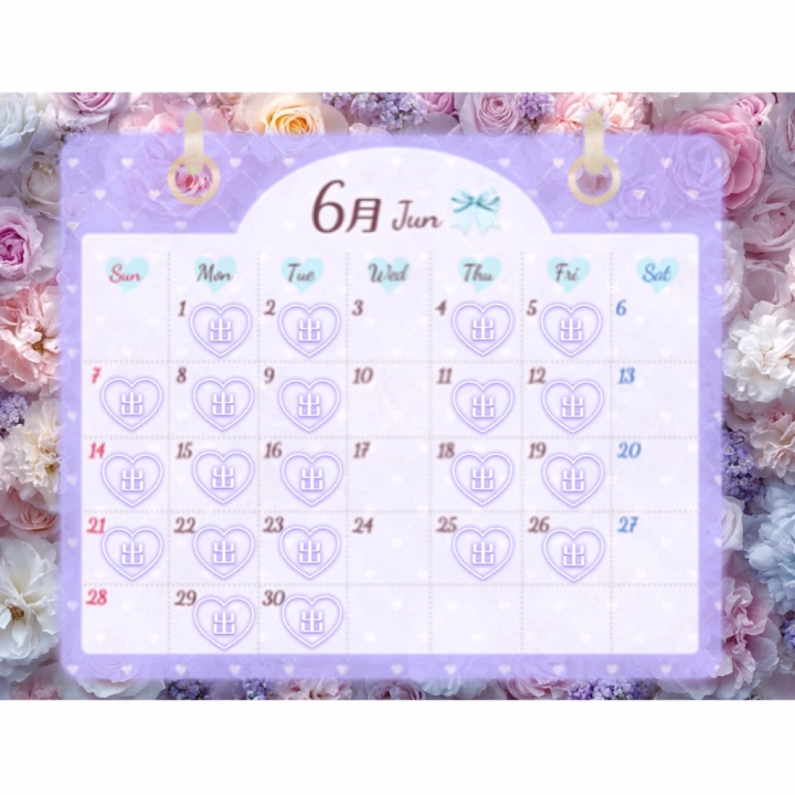 6月の出勤予定表アップしました〜🫶✨

今月も基本は 💜12:00〜23:00💜 だよ！

5月は旅行行ったり、体調崩しちゃったりもあったけど…

たくさんのお兄様に支えてもらえて本当に感謝です(   ᷄ᾥ ᷅ 🫶🏻)💓

会いに来てくれたお兄様、
仲良くしてくれたお兄様、
本当にありがとうございました(*˘˘*)💗

6月はR1毎日飲んで体調管理もしっかり頑張る💪✨


ネット予約は1週間先までだけど、

「この日会いたいな〜🥺」

ってお兄様はオキニトーク・DM・メッセージから気軽に相談してね💕

6月もたくさんのお兄様に会えますように( ´›ω‹｀)💕