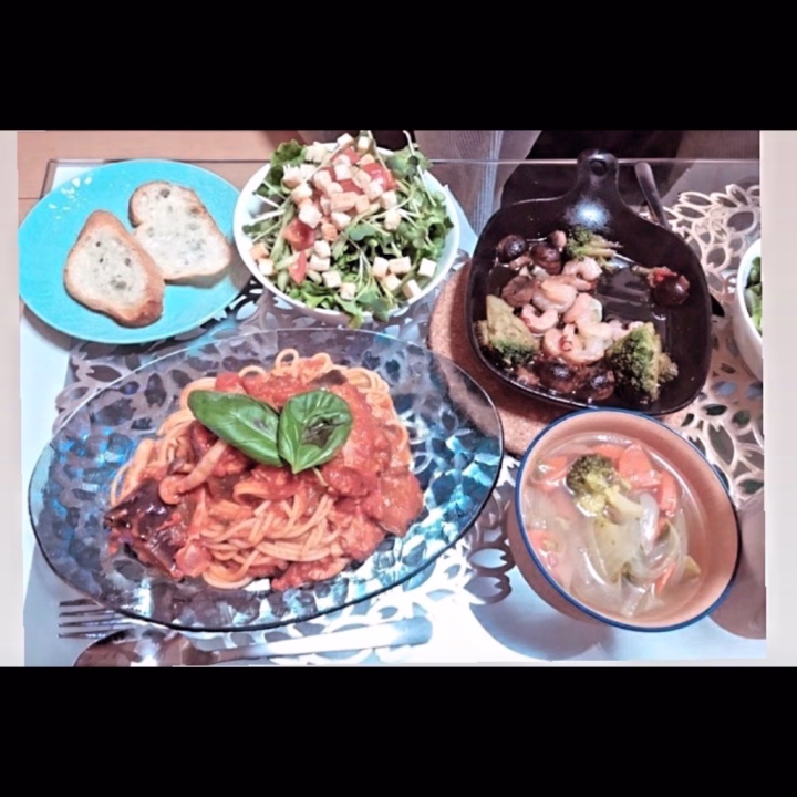 帰ってきてから
簡単な料理しか作れなくて、時短で👩‍🍳

イタリアン🇮🇹