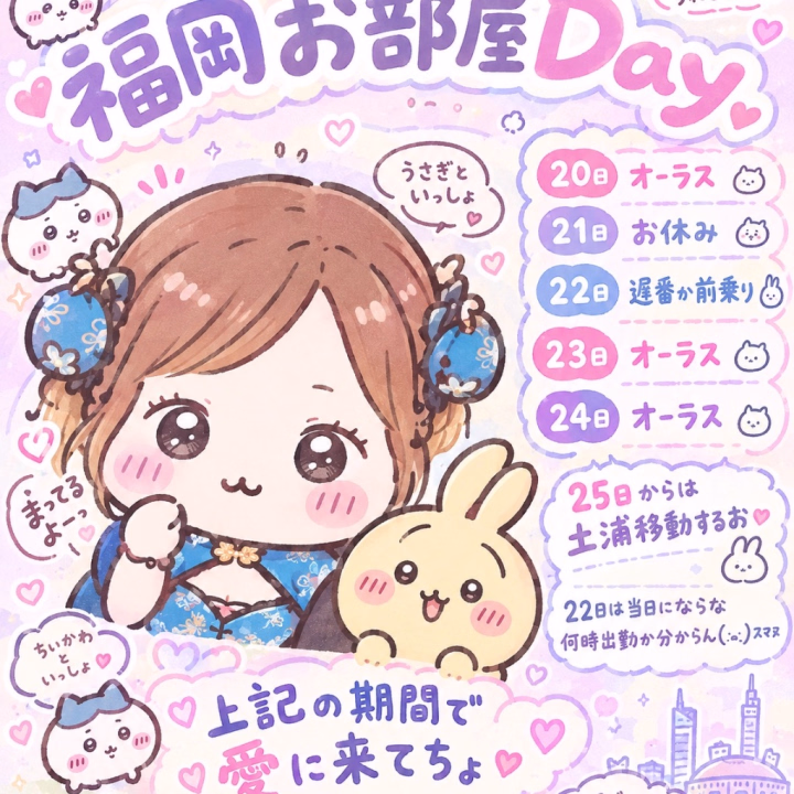ほたの福岡スケ
チャッピーに纏めてもらったら
優秀すぎた件

20時から90ネットの貴殿
予約ありまと会えるのたのちみ^_-✌︎

連日寝不足過ぎて昨日お風呂で
身体洗いながら寝とった…
その後も寒くて起きたら滑り止めシートの上に寝転がっとって
キゼツしとりますた(  ˙💭˙  )
マジどこでも寝るやん…

きょーも割とゆっくりーなので
お昼寝しながらまっとーよ！